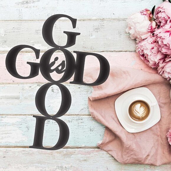 God is Good Metal Signs Decor, Black Metal Cross God is Good Sign Wall Decor - Picture 8 of 9